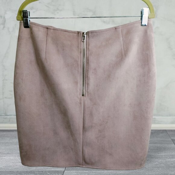 (SK03) Missguided Nude Faux Suede Lace Up Skirt Size 12 - Picture 2 of 6